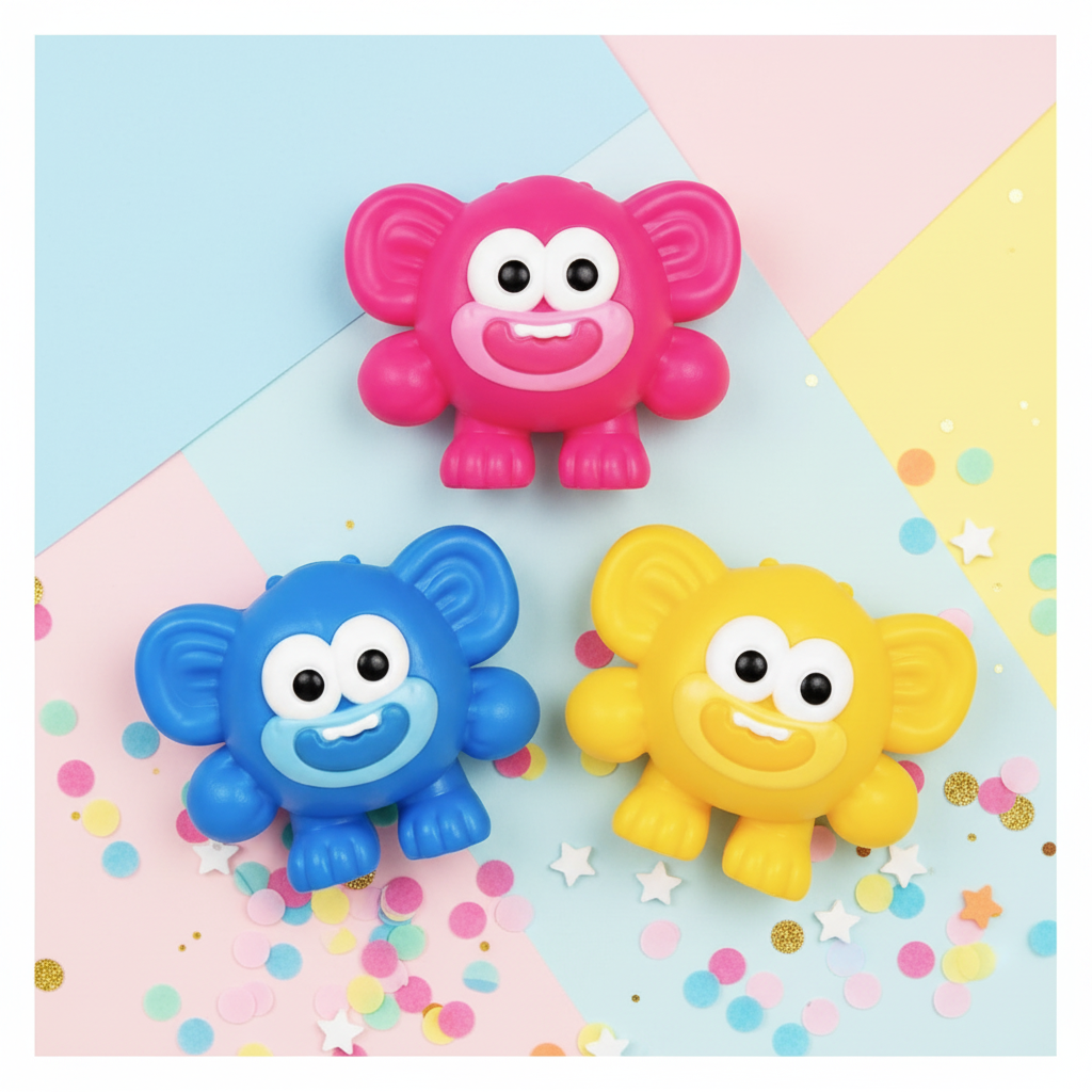 Pinchyz Monster figurines souples rose bleu jaune lifestyle