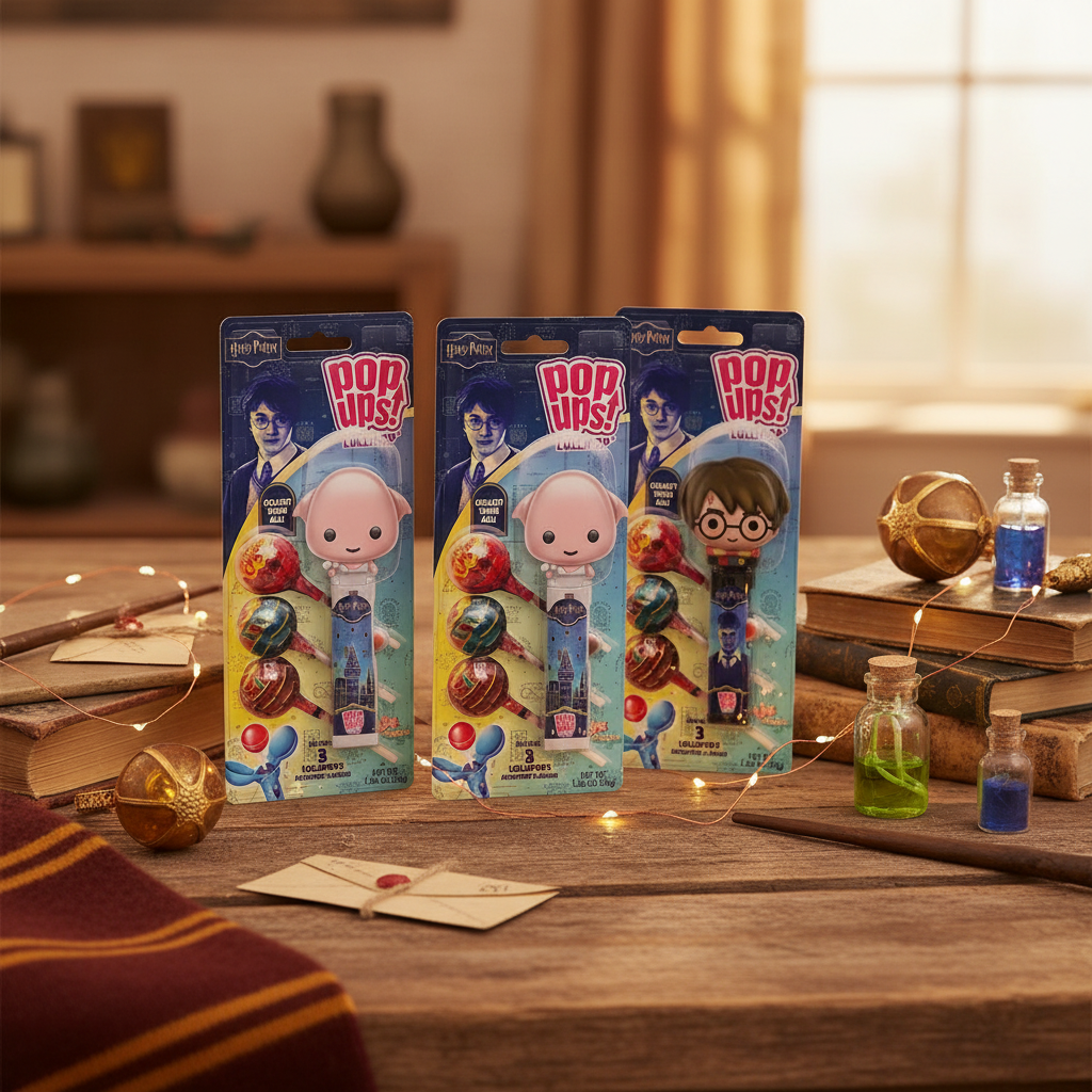 Pop Ups Lollipop Harry Potter sur table décorée avec lumières