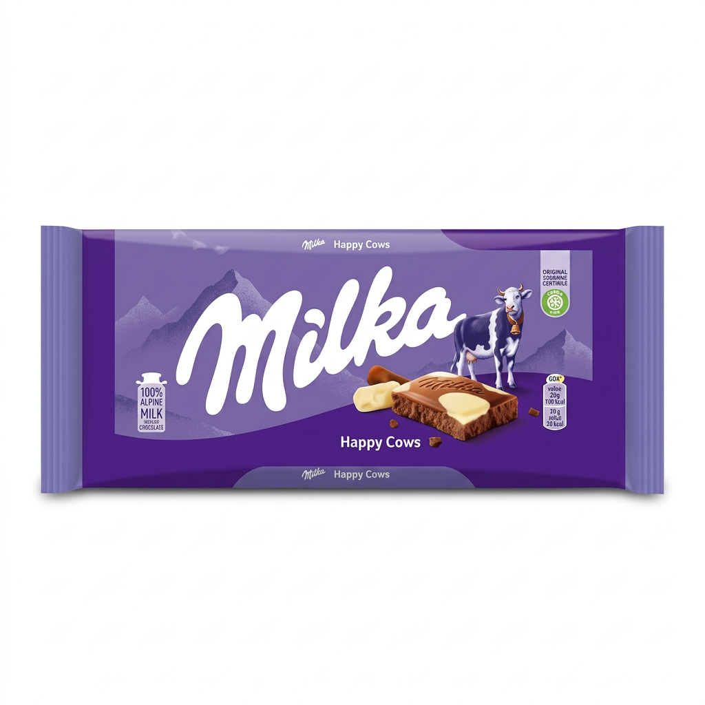 Chocolat au lait et chocolat blanc Happy Cows – Milka