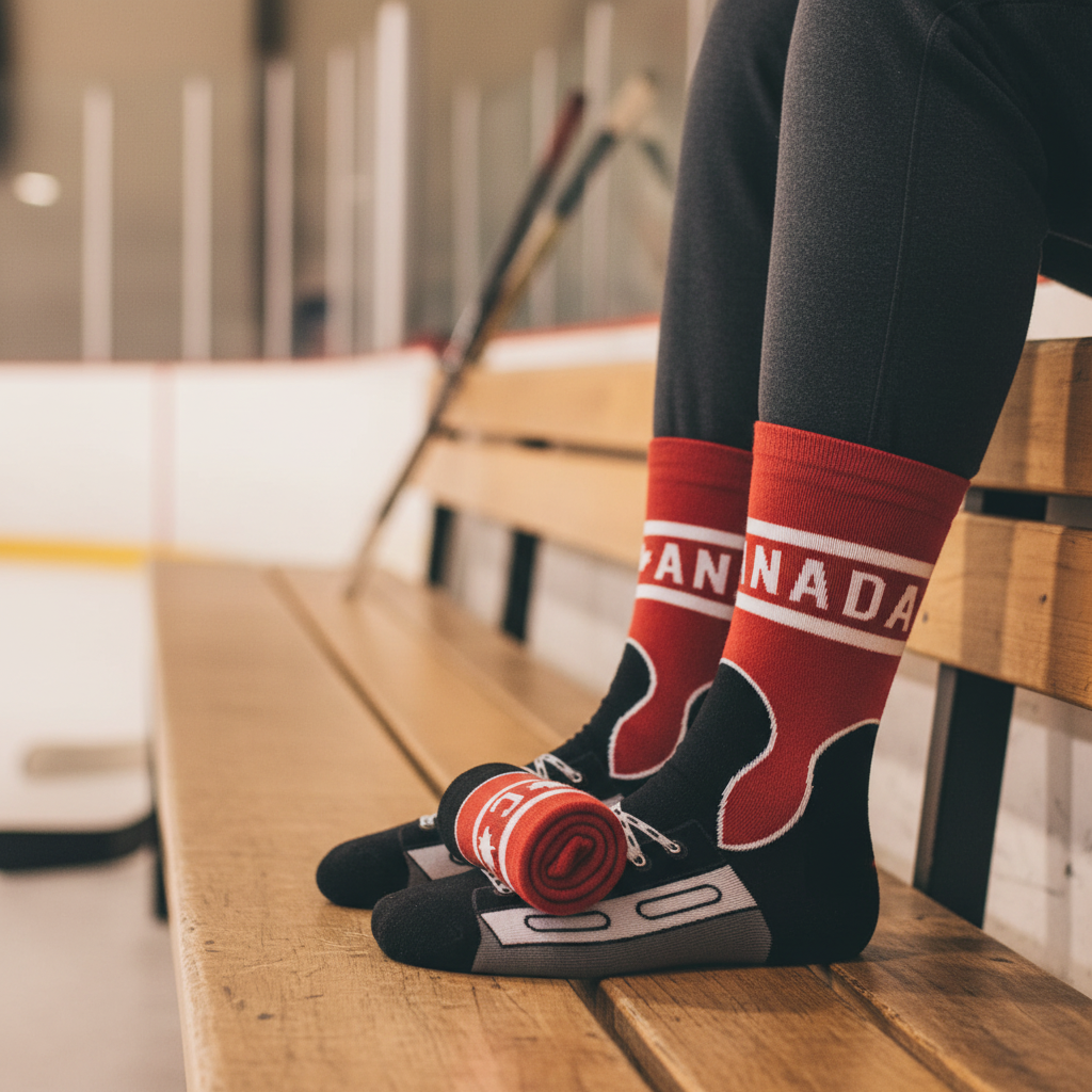 Chaussettes patins de hockey canadiennes unisexes – taille unique