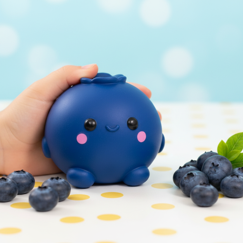 Jouet Squishy Blueberry — Myrtille Kawaii Géante | SoftMart | Anti-Stress & Décompression | 6 ans+