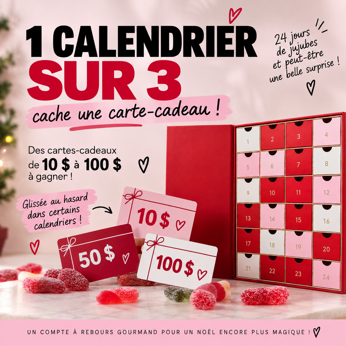 Calendrier de l’Avent 24 jours de Jujubes 🎄 | 1 sur 3 cache une carte-cadeau 🎁 BOUTIQUE PREMIÈRE
