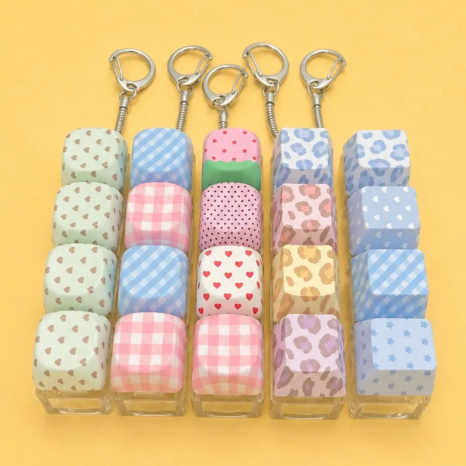 Porte-clés anti-stress clavier rose à motifs – Josslyn