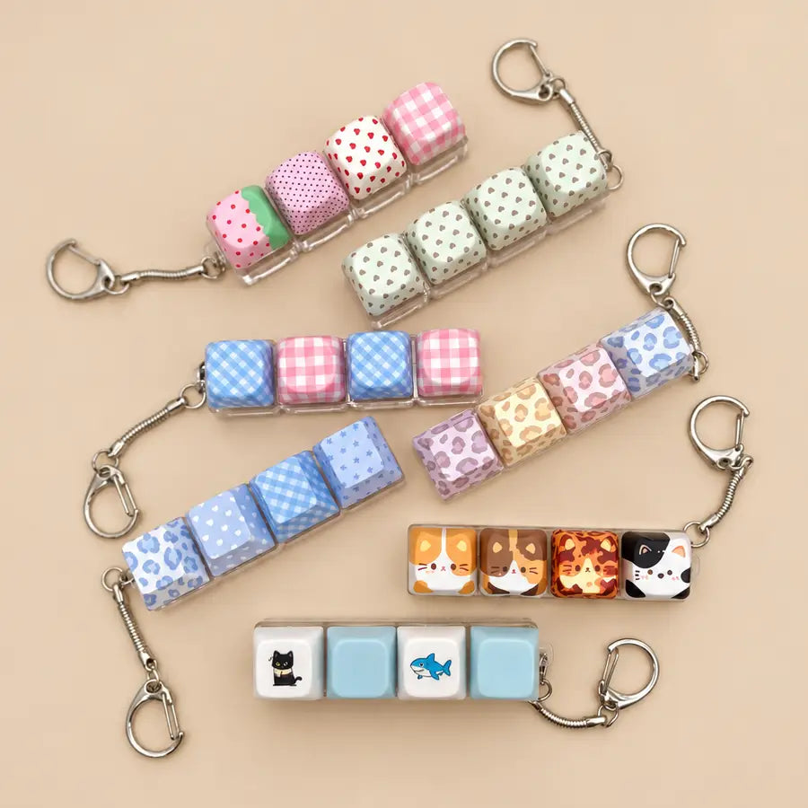 Porte-clés anti-stress clavier bleu à motifs – Josslyn