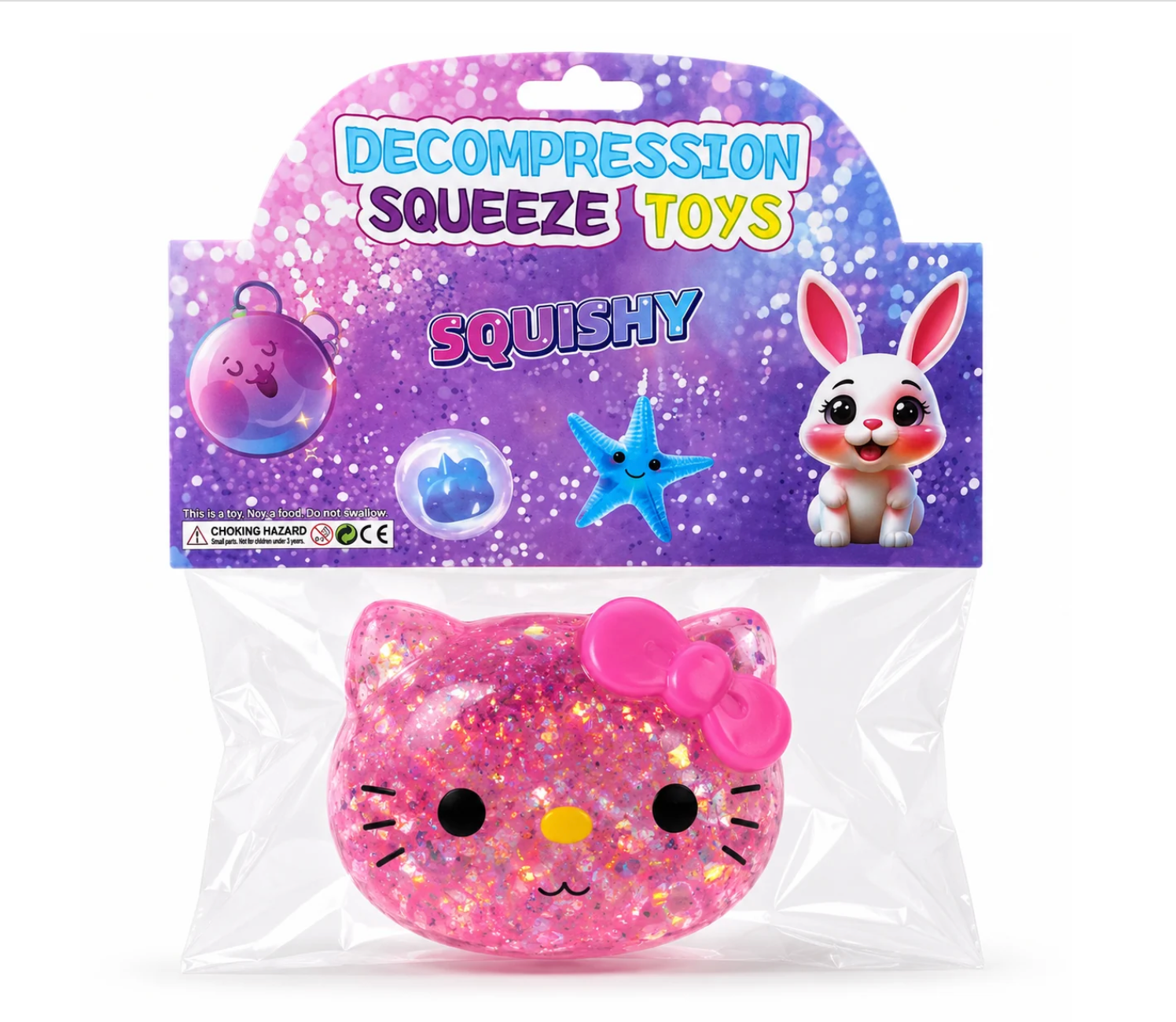 Chat squishy pailleté anti-stress – Decompression toy