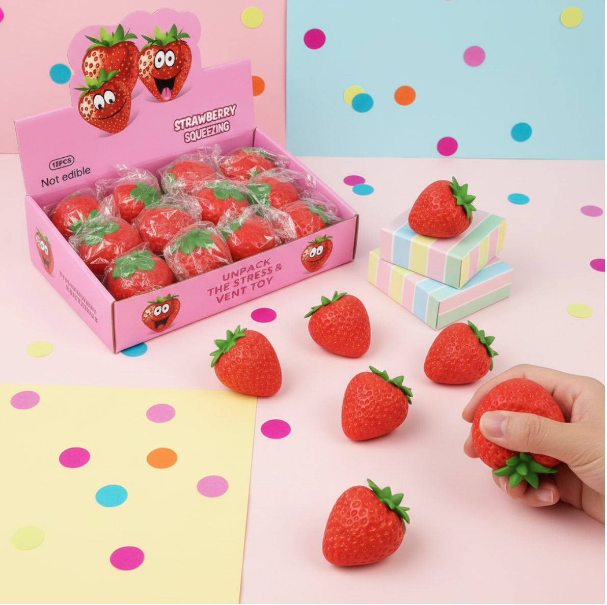 Fraise squishy anti-stress – Strawberry squeezing toy