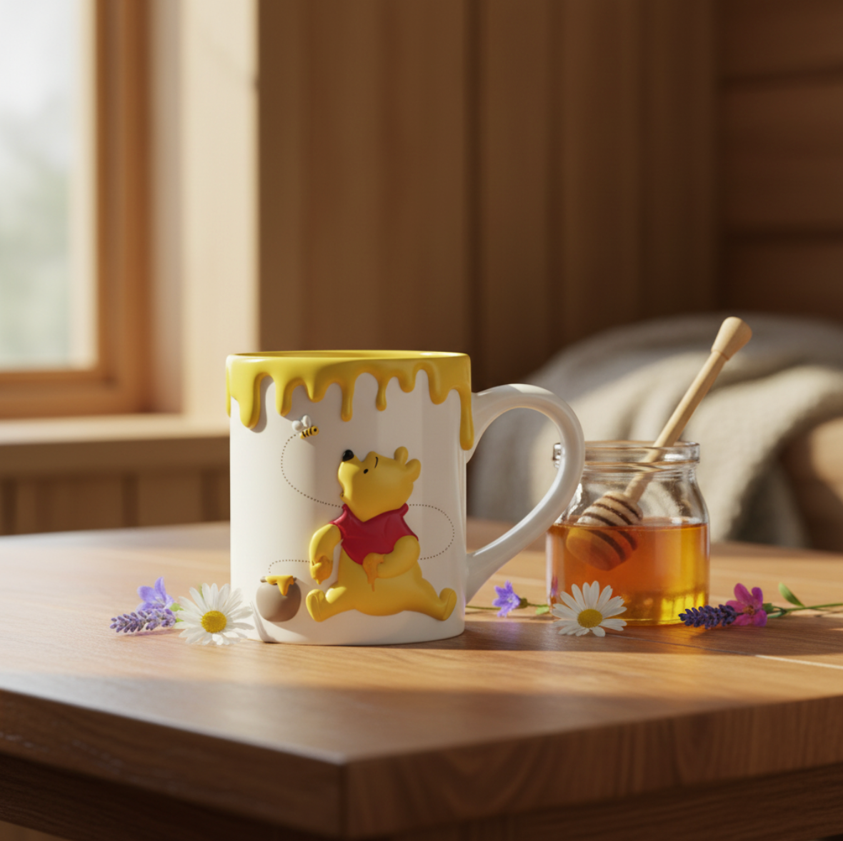 Mug céramique 20oz Winnie l’Ourson – Miel dégoulinant & abeille