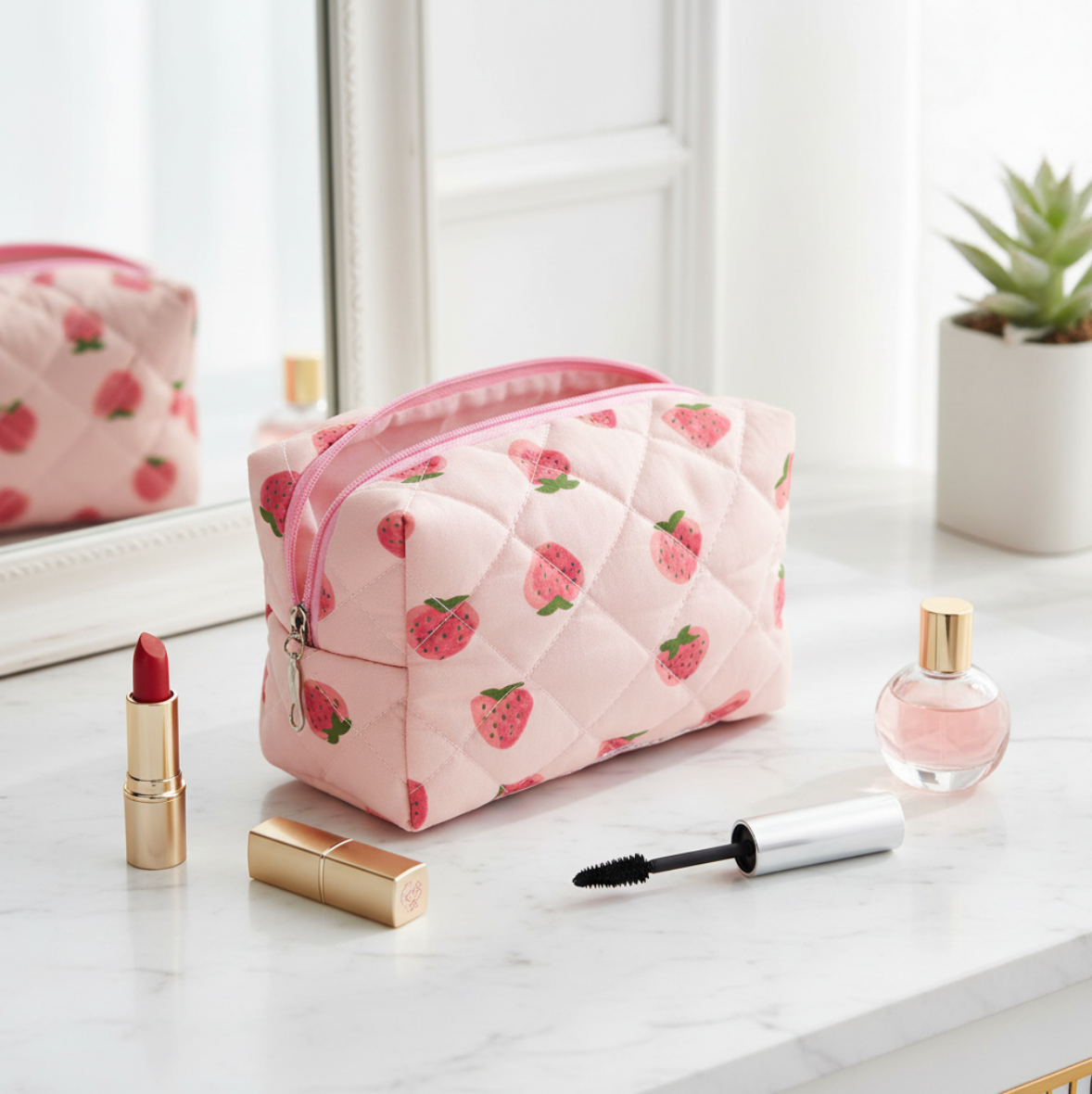 Trousse Cosmétique Matelassée Fraises – Josslyn