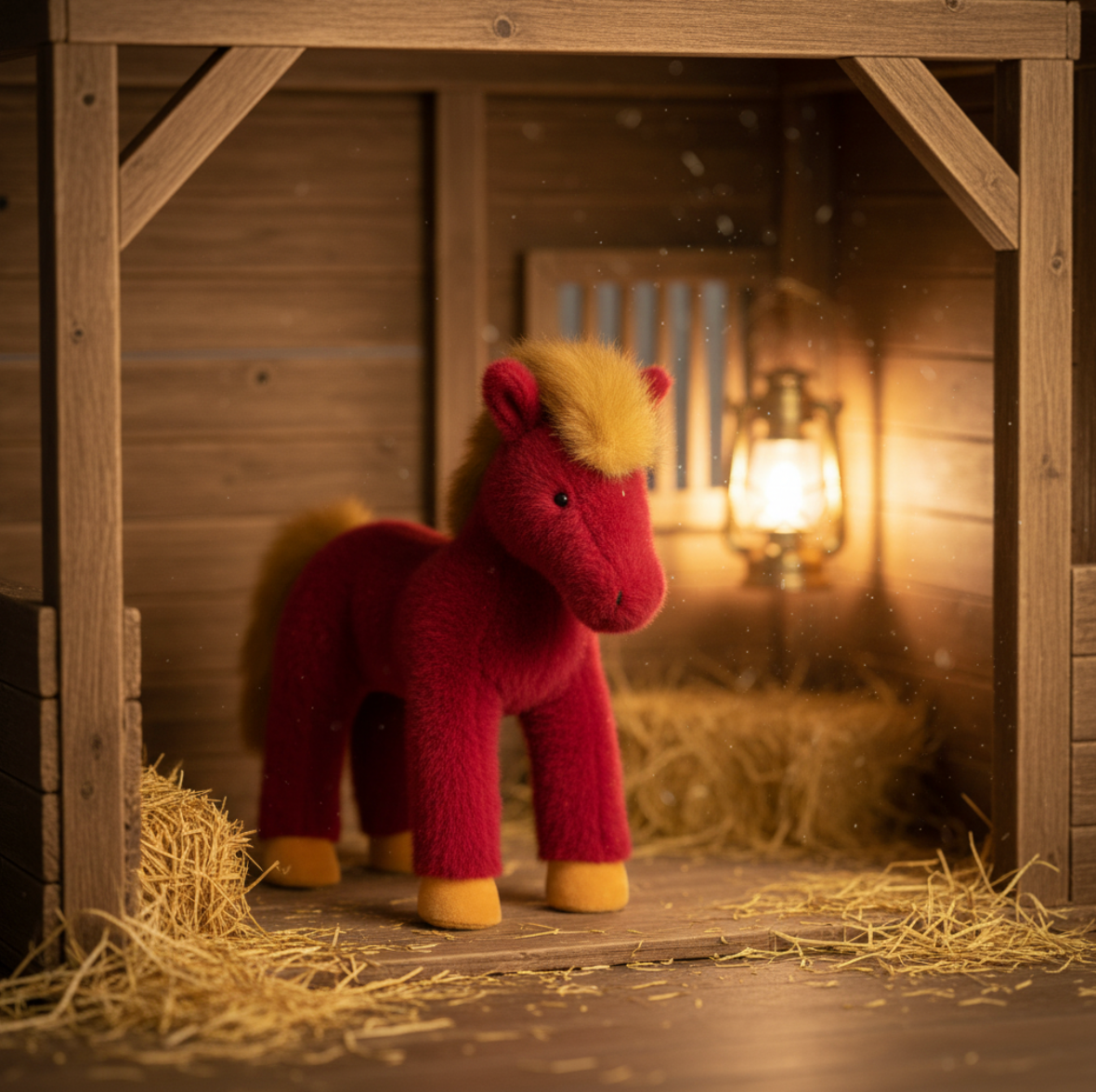 Jellycat Festival Horse – Peluche Cheval Rouge et Or