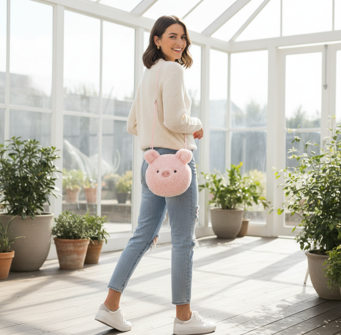 Jellycat Little Pig Bag – Sac à Bandoulière Cochon Rose