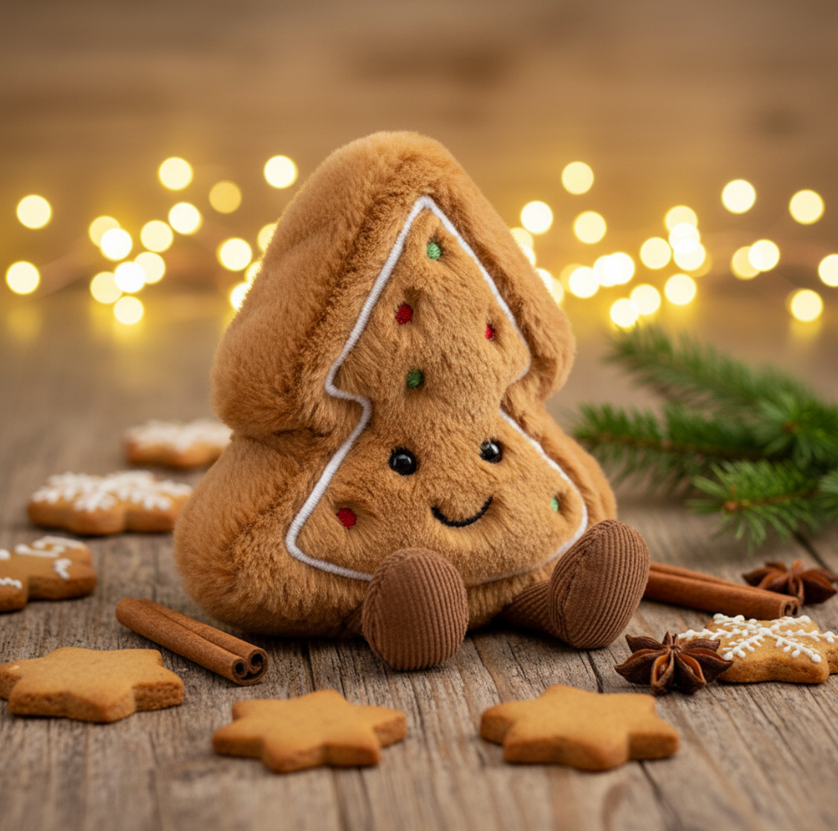 Jellycat Amuseable Tree Cookie – Peluche Biscuit Sapin de Noël