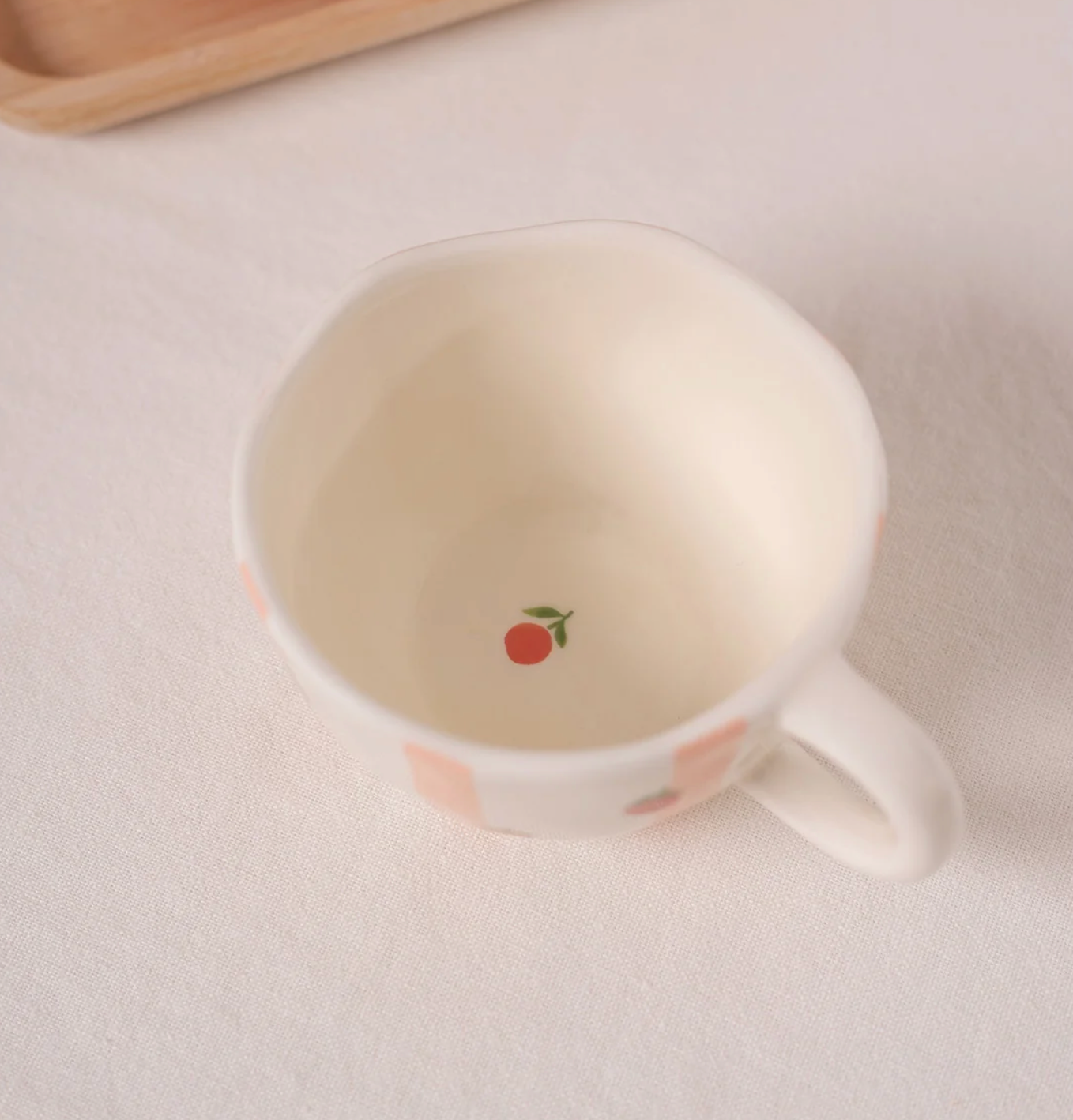 Tasse Rayures d’Oranges — Céramique Pêche & Oranges | Tasse à Café Artisanale