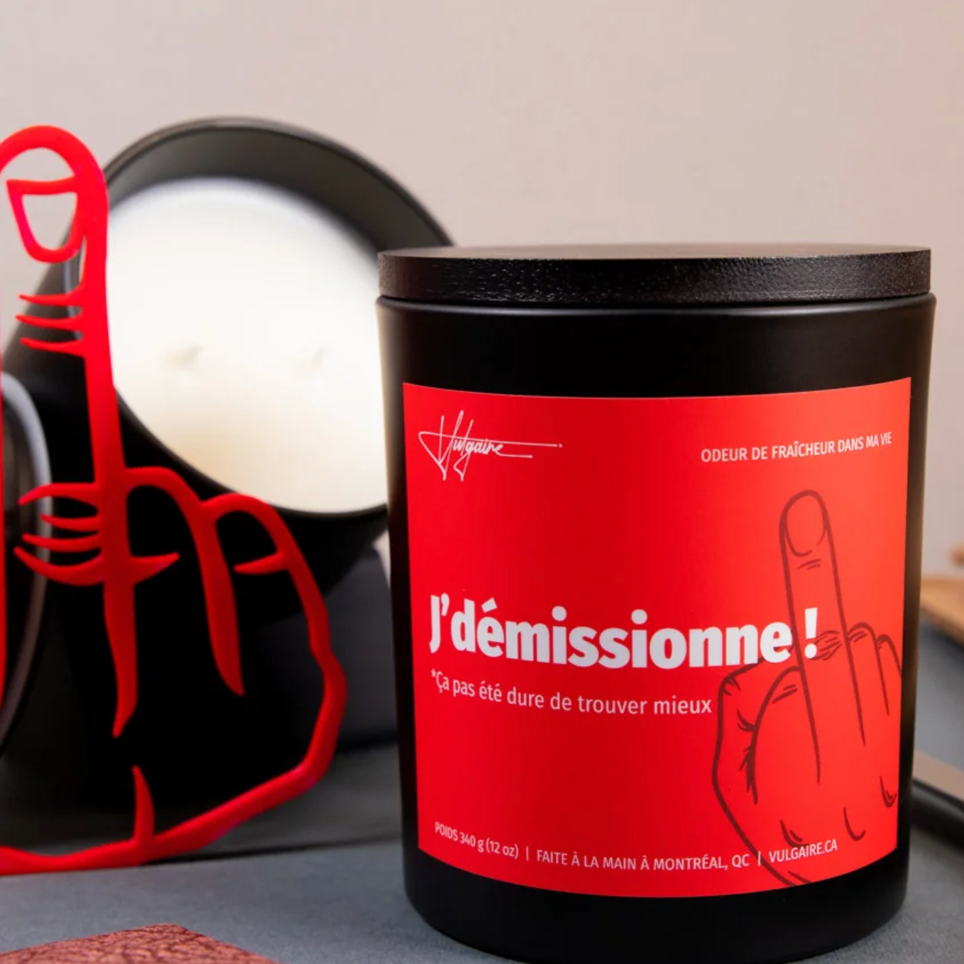 Bougie J’démissionne ! — Odeur de Fraîcheur dans ma Vie | 340g | Vulgaire | Fait main à Montréal