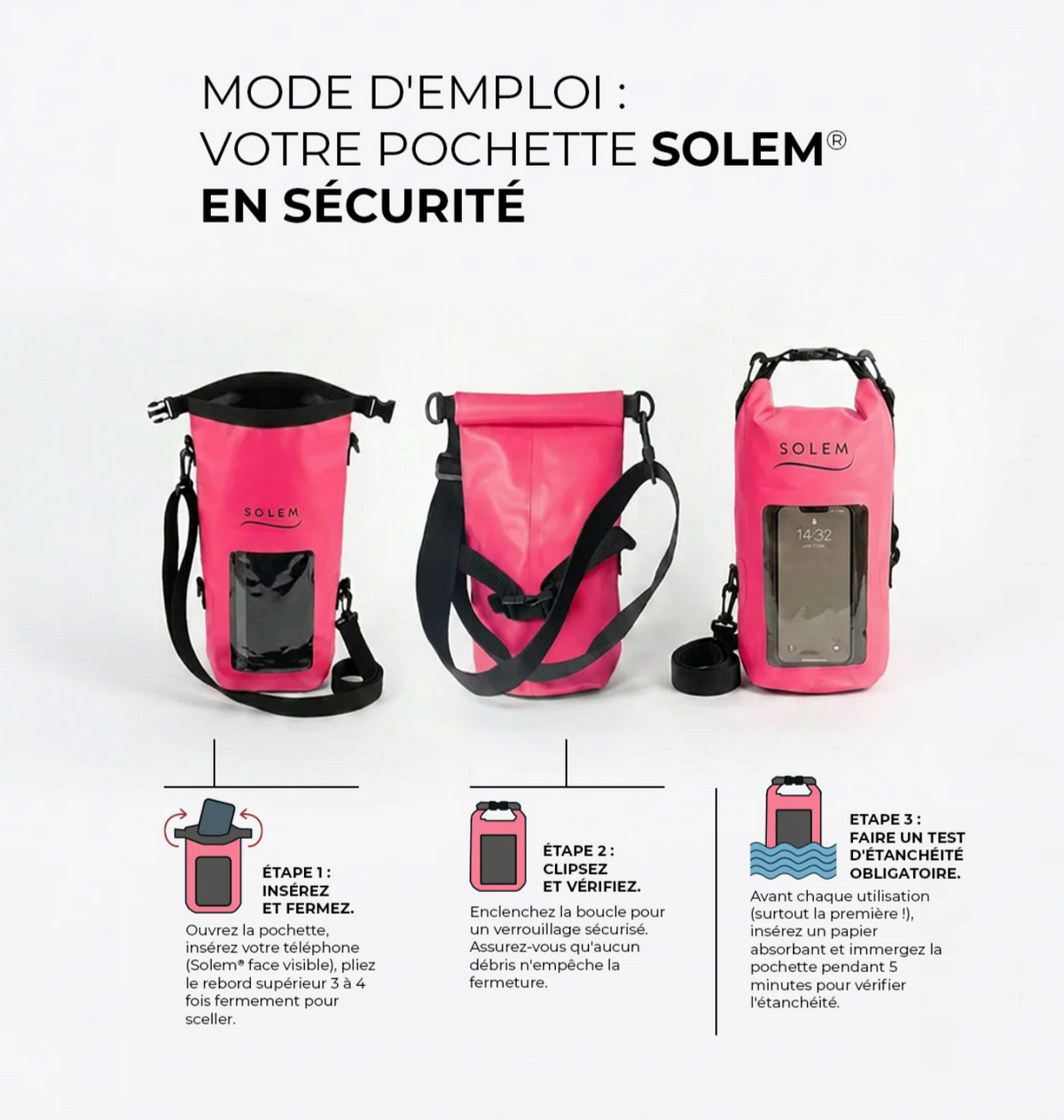 Pochette étanche SOLEM pour cellulaire – Bleue + serviette gratuite