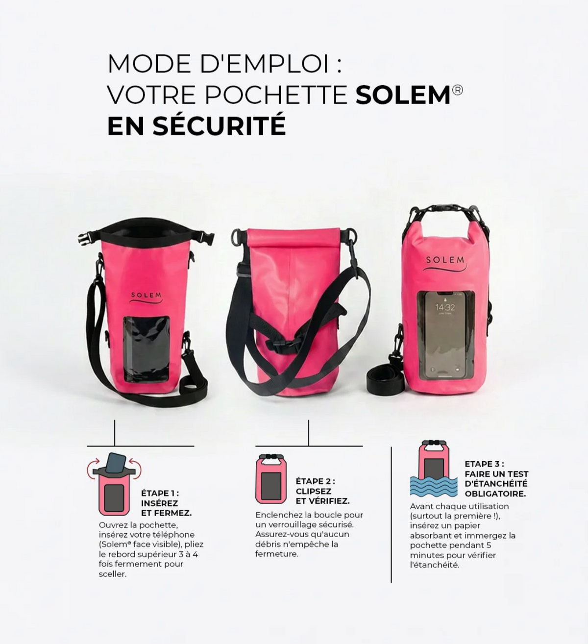 Pochette étanche SOLEM pour cellulaire – Moka + serviette gratuite