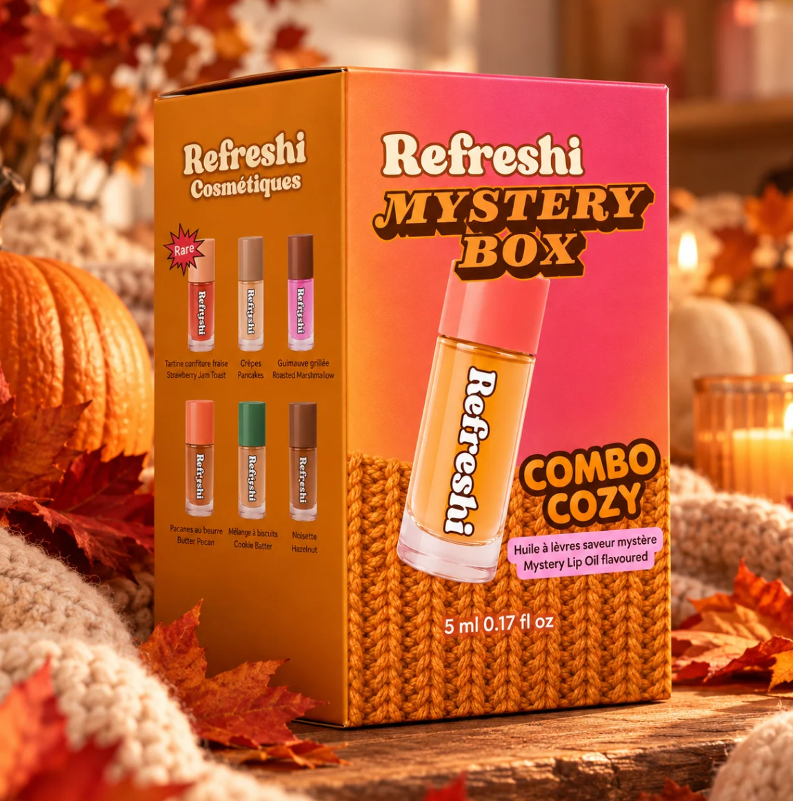 Huile à lèvres mystère Combo Cozy – Refreshi, 5 ml