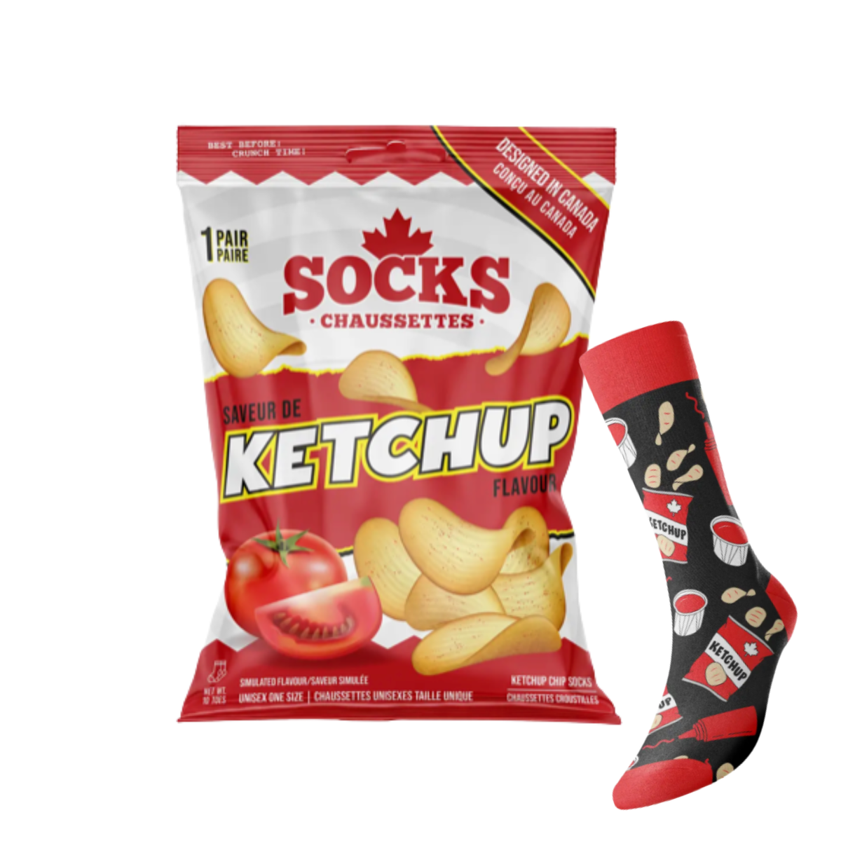 Chaussettes saveur ketchup unisexes – taille unique