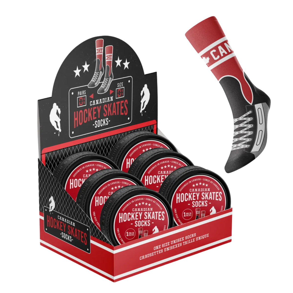 Chaussettes patins de hockey canadiennes unisexes – taille unique