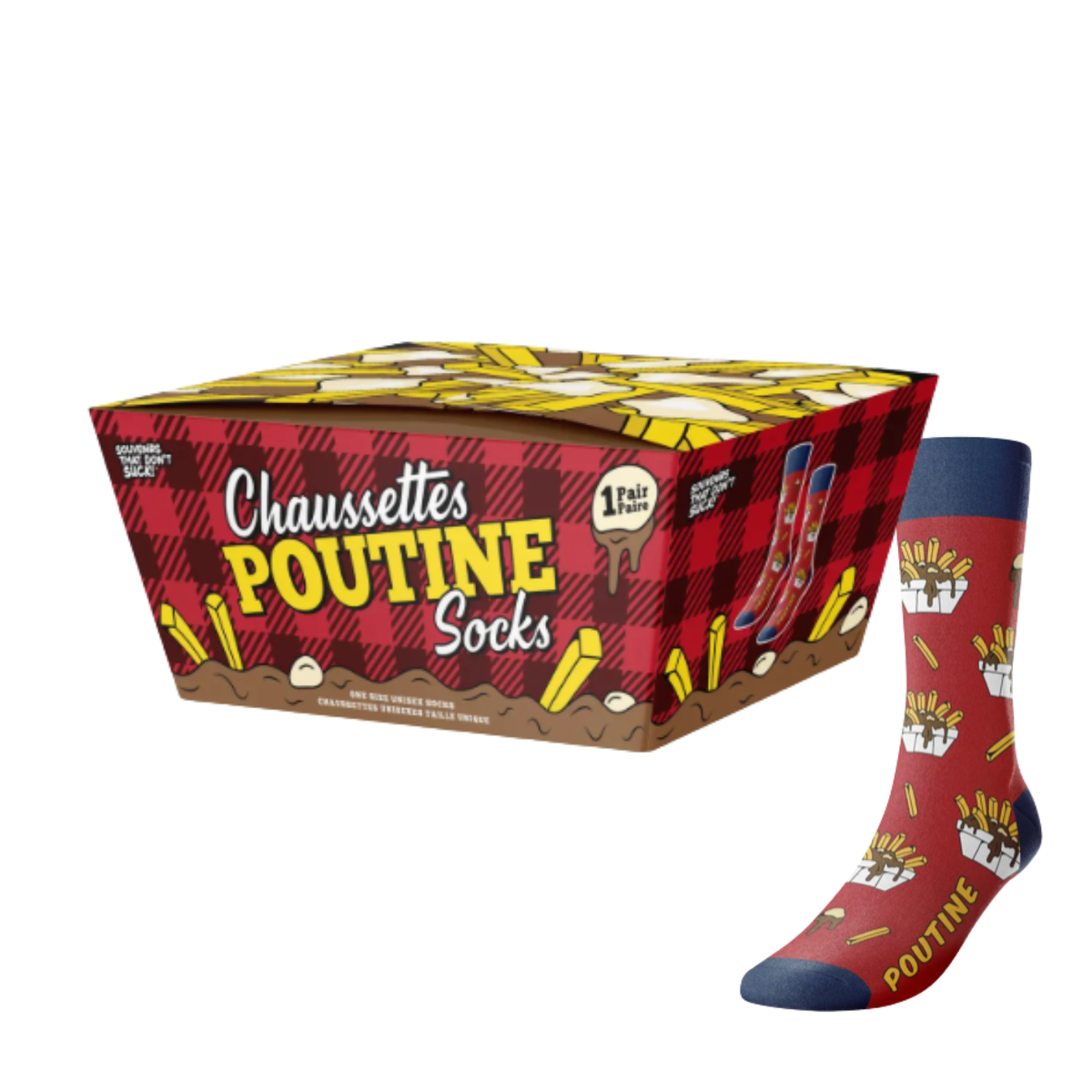 Chaussettes poutine unisexes – boîte cadeau