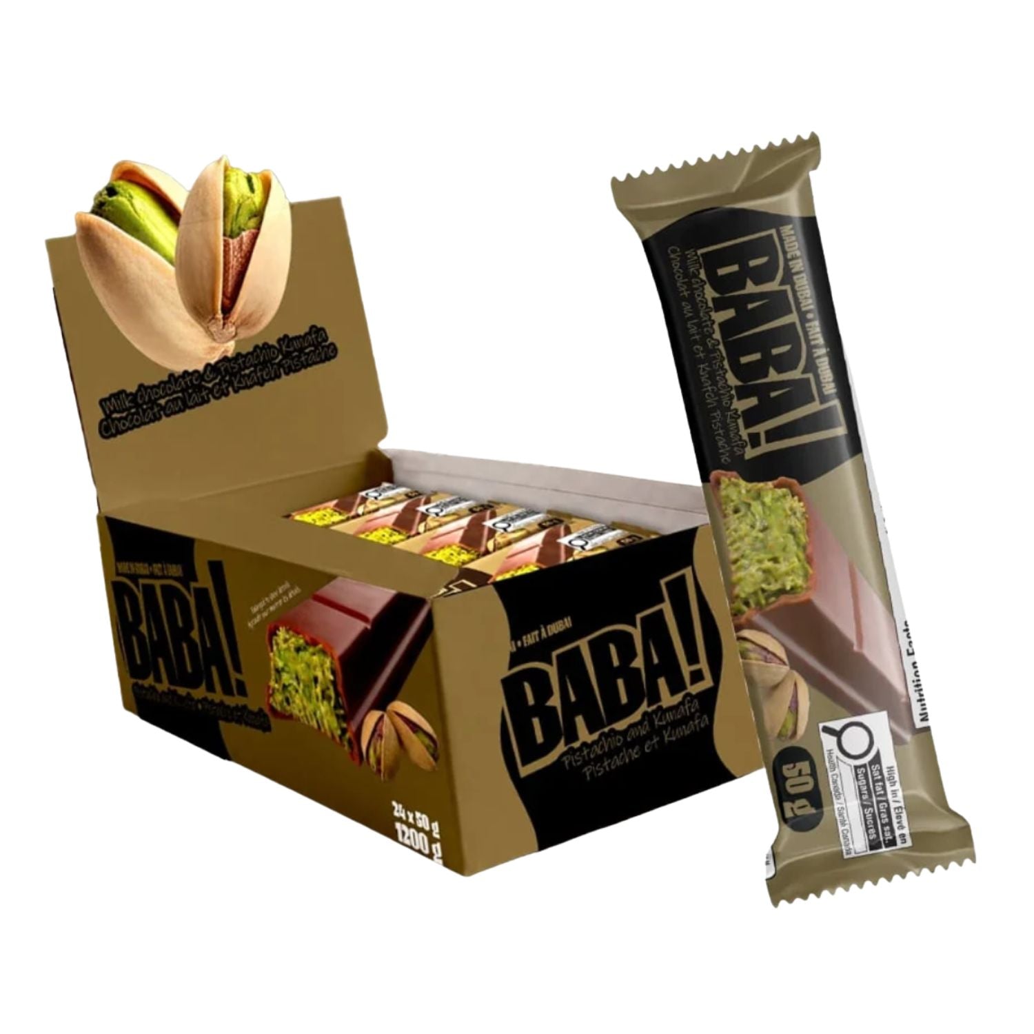 Chocolat Baba - pistache et kunafa 50 g.