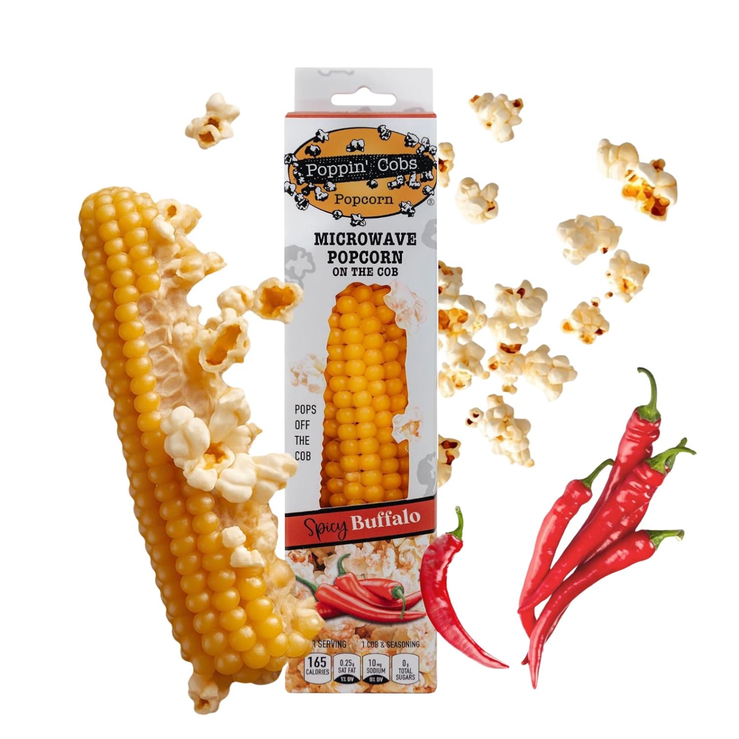 Poppin' Cobs — Popcorn Micro-ondes sur Épi Saveur Spicy Buffalo