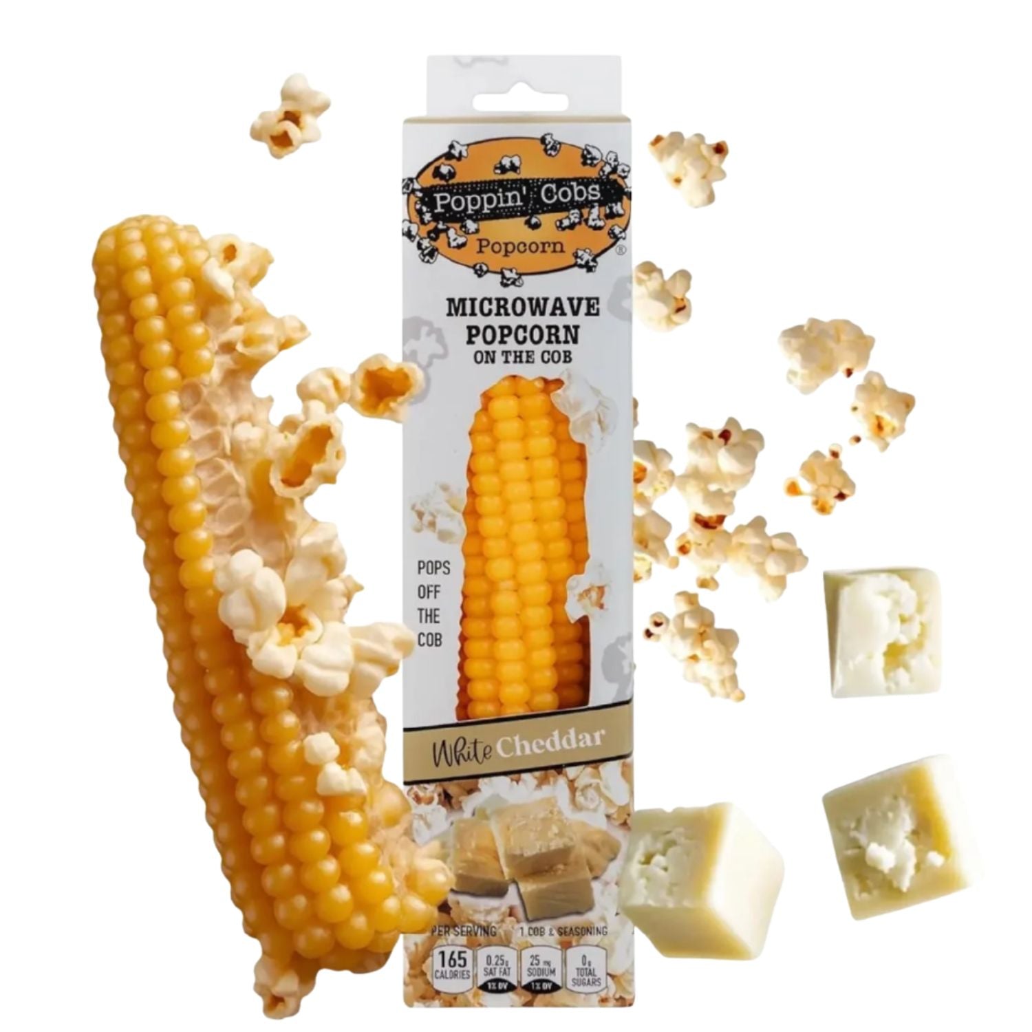 Poppin' Cobs — Popcorn Micro-ondes sur Épi Saveur Cheddar — Édition Classique