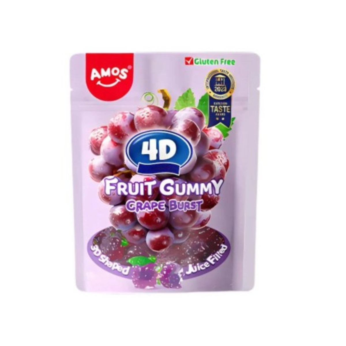 AMOS 4D Grape Burst – Bonbons gélifiés fourrés au raisin, 65 g