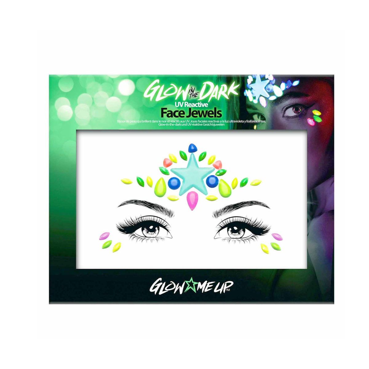 Bijoux de visage phosphorescents avec étoile – Glow Me Up