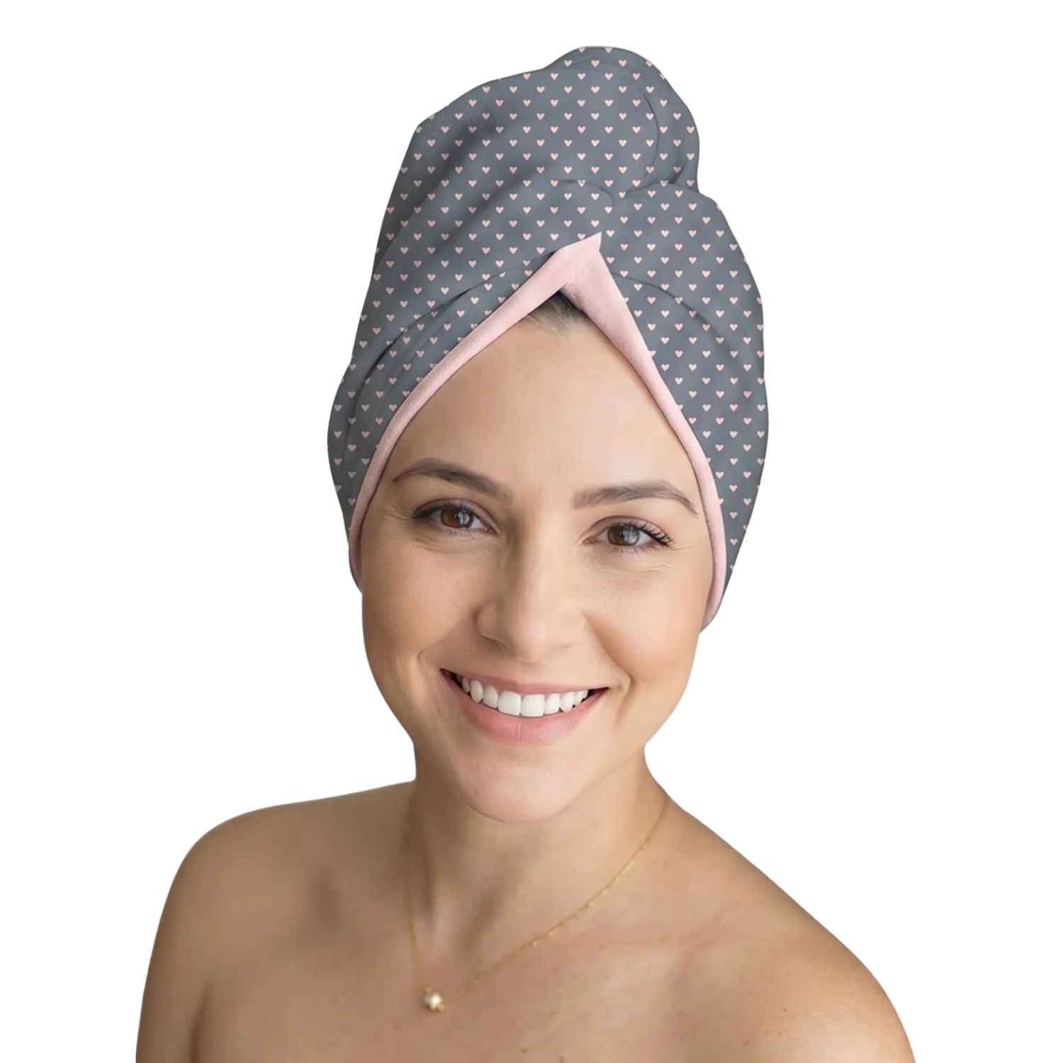 Serviette à cheveux Solem en microfibre - bisou coeur