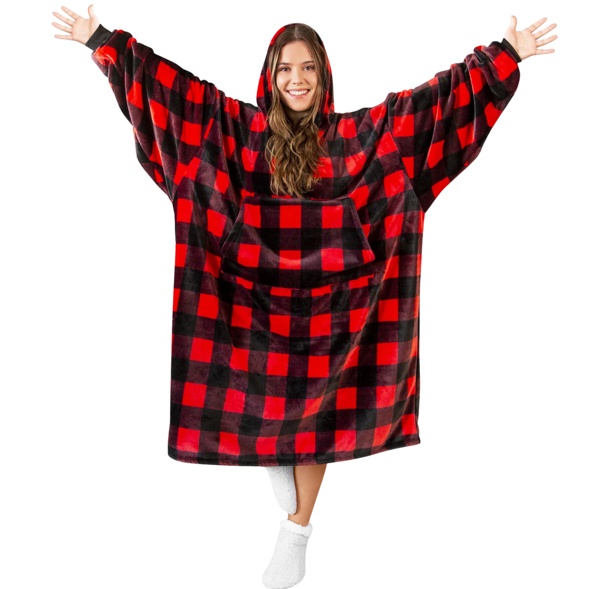 Couverture à capuchon Lumberjack – Carreaux rouges et noirs