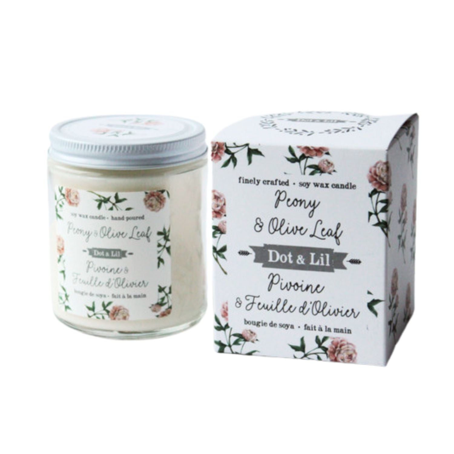 Bougie de soya - Pivoine & feuille d’olivier