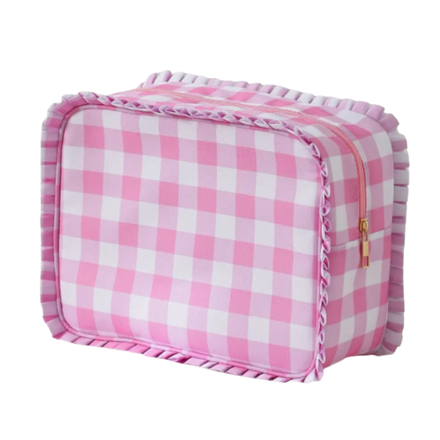 Trousse cosmétique vichy rose avec volants — Josslyn