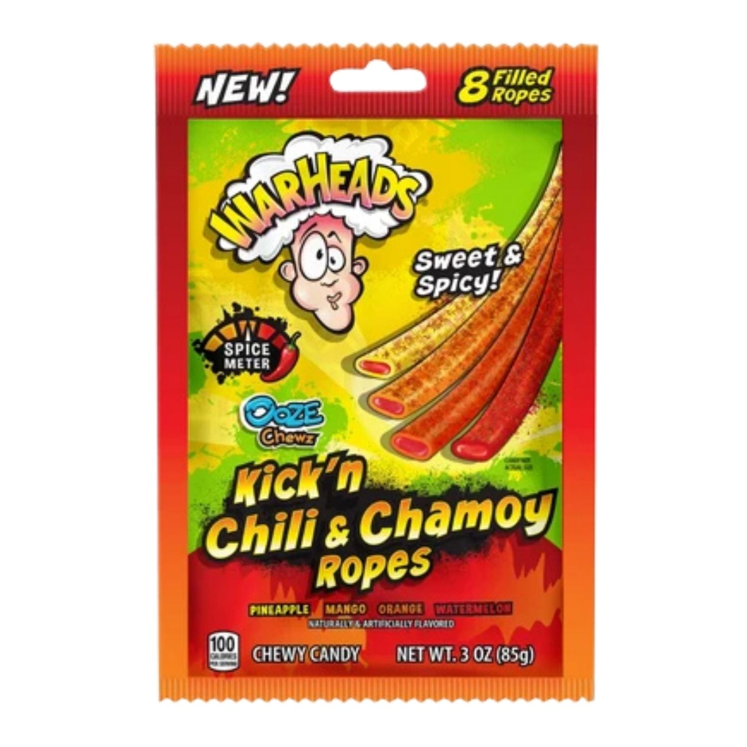 Warheads Kick'n Chili & Chamoy Ropes 85g – 8 cordons