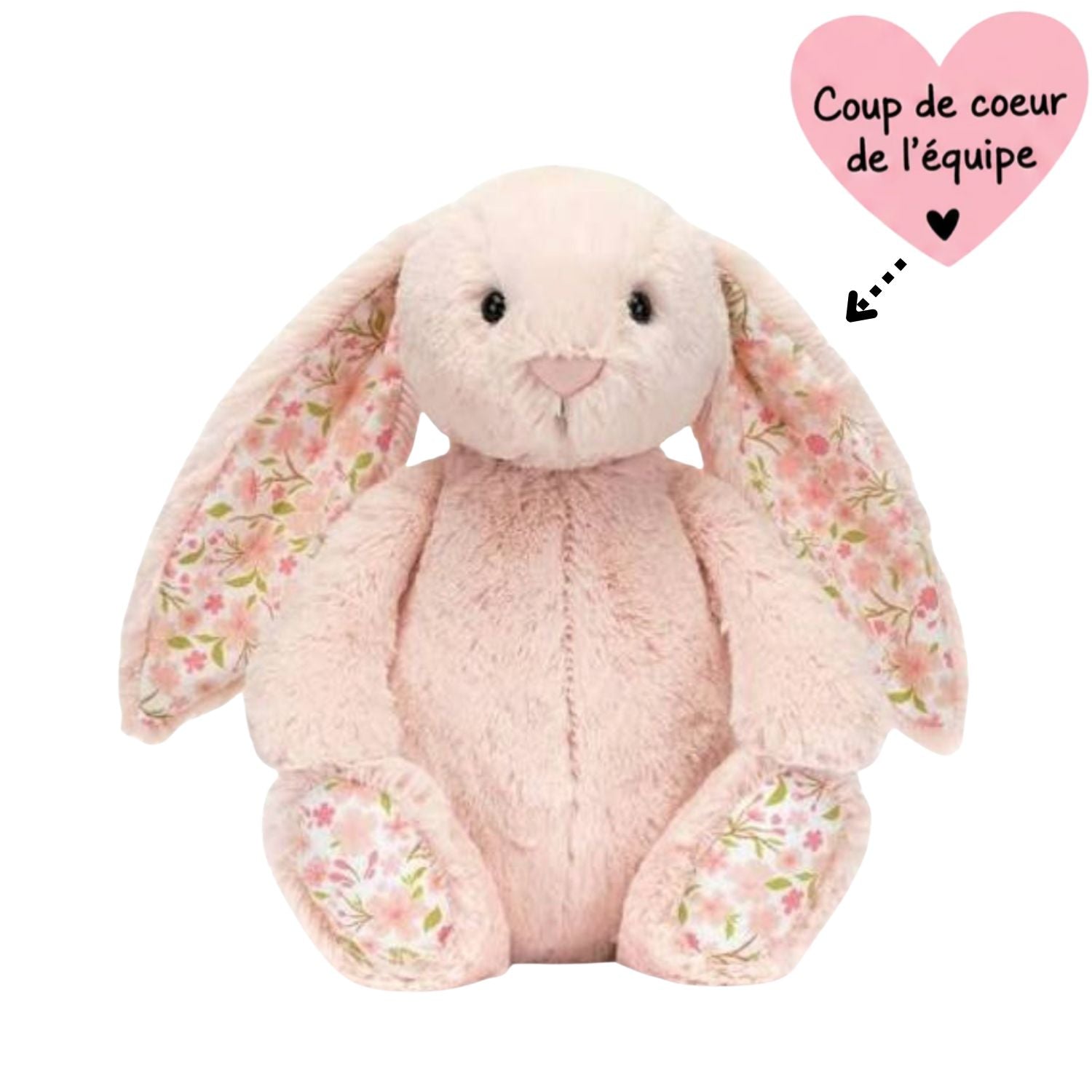 Jellycat Lapin Blossom Blush Cherry — Peluche Lapin Rose Fleuri Cerisier