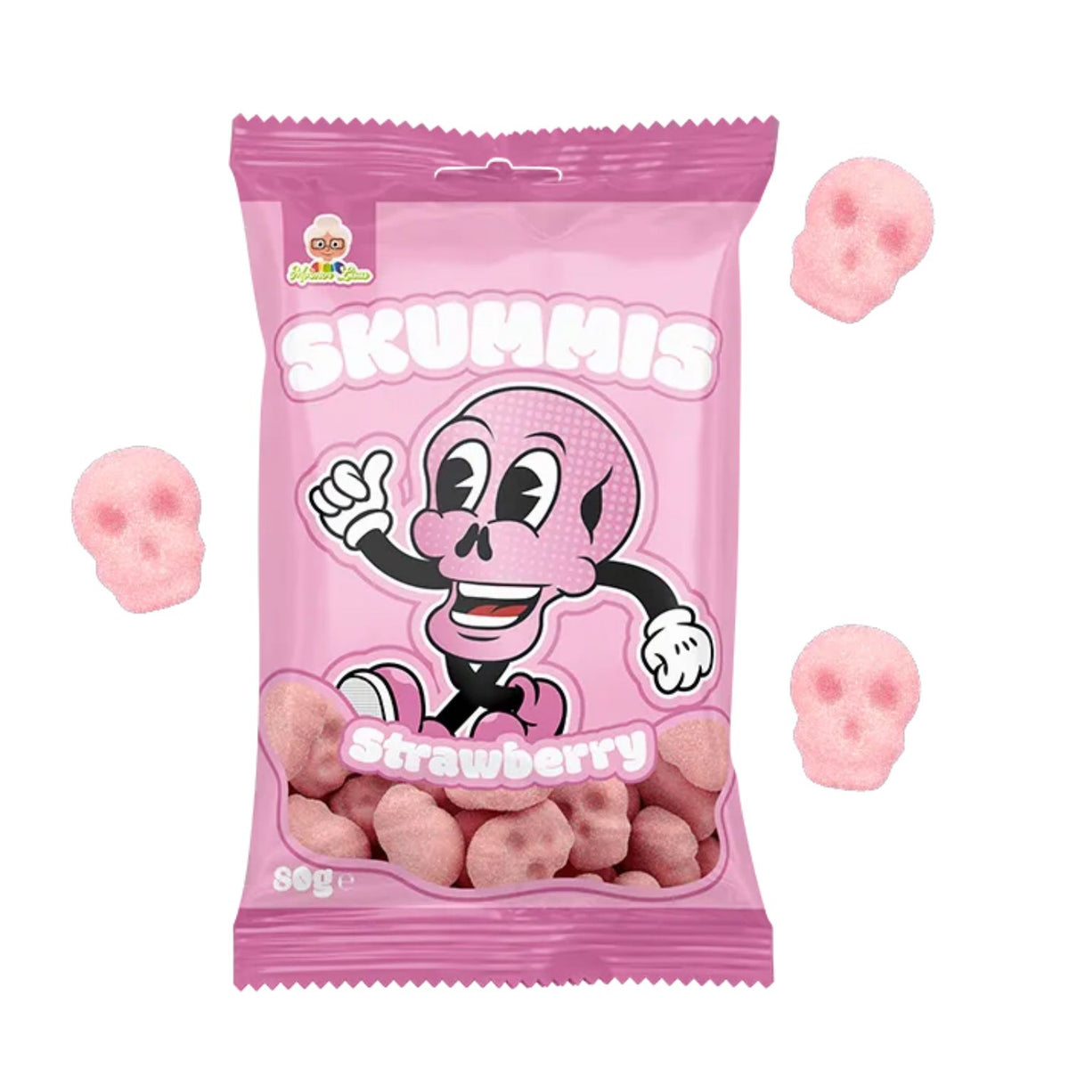 Bonbons Skummis à la fraise – Crânes roses, 80 g