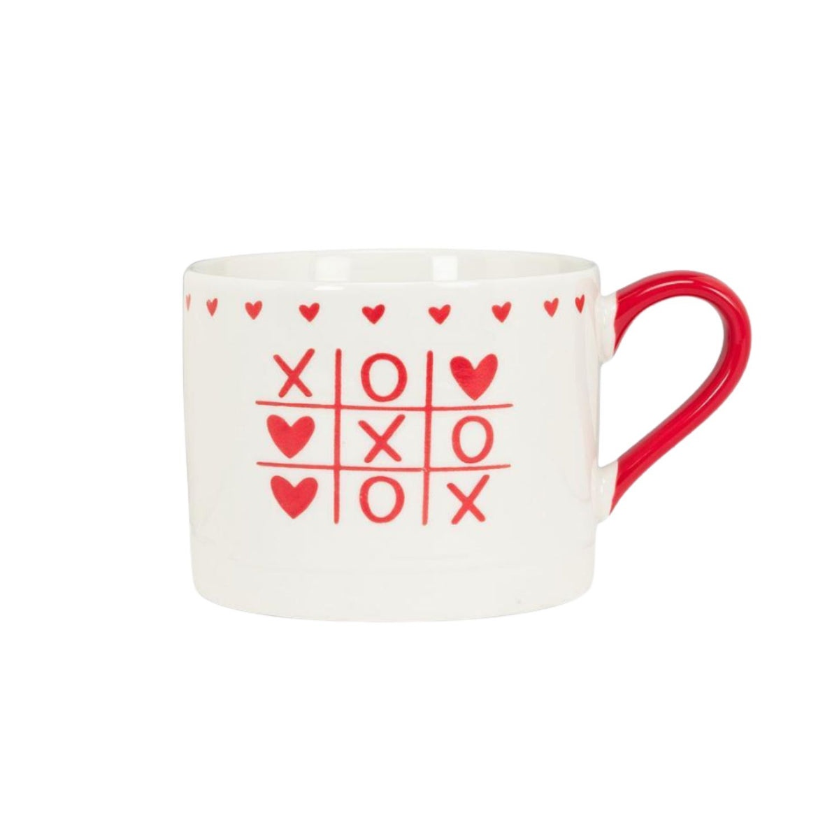 Tasse blanche tic-tac-toe à cœurs rouges – Abbott