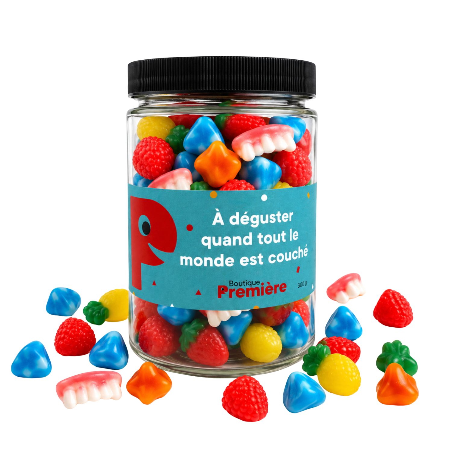Confection « À déguster quand tout le monde est couché » – Pot de bonbons réutilisable