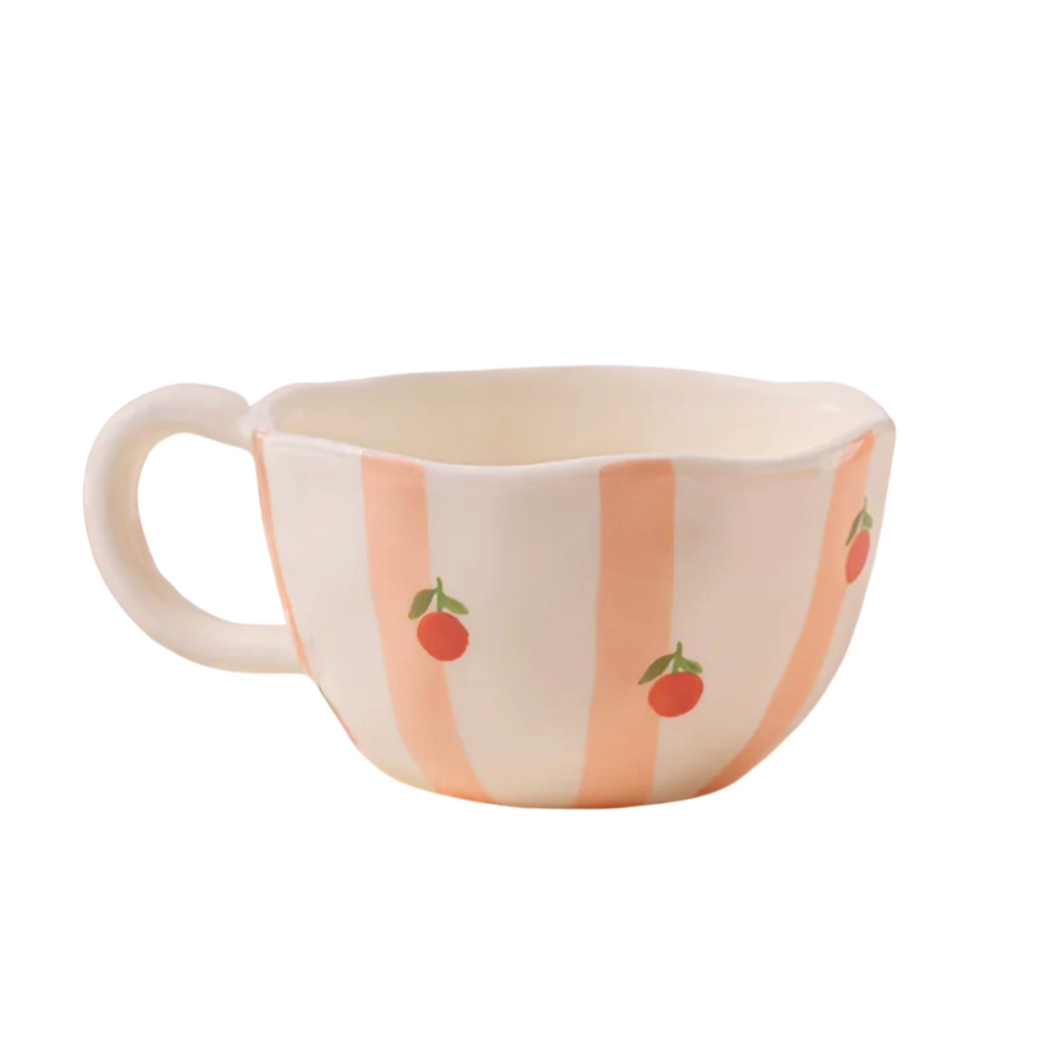 Tasse Rayures d’Oranges — Céramique Pêche & Oranges | Tasse à Café Artisanale