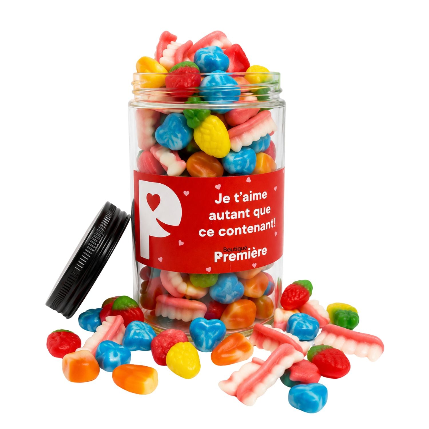 Confection « Je t'aime autant que ce contenant ! » – Pot de bonbons réutilisable