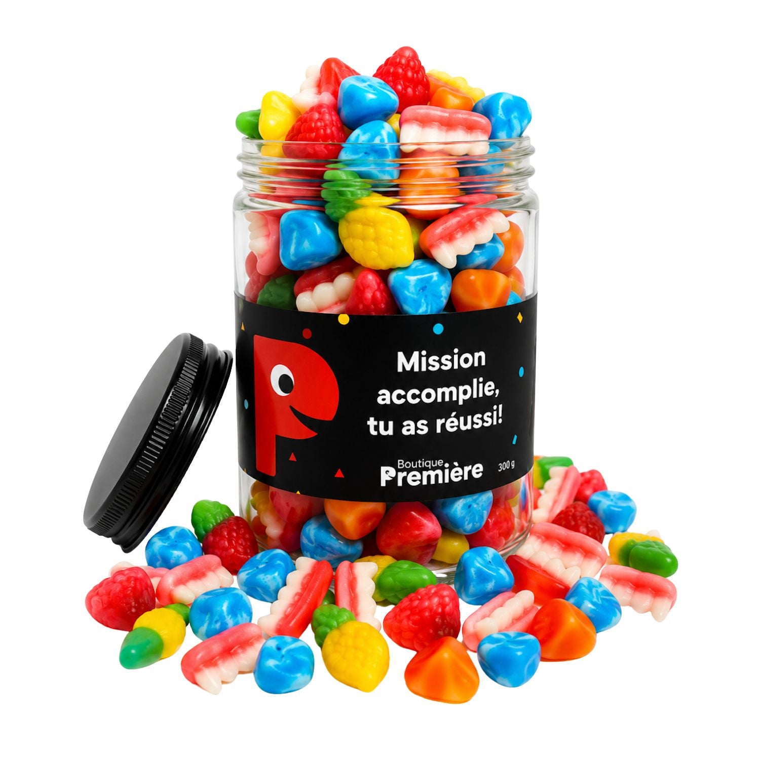 Confection « Mission accomplie, tu as réussi ! » – Pot de Bonbons Réutilisable