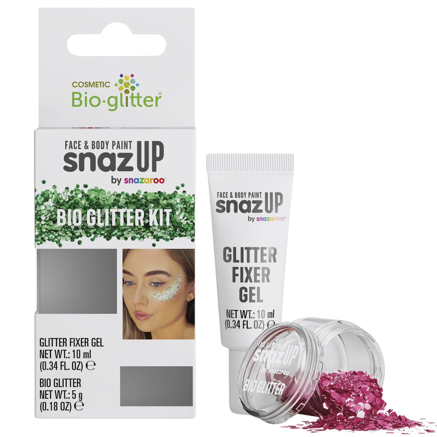 Kit Bio Glitter Rose Pink — SnazUp by Snazaroo | Visage & Corps | Éco-Responsable