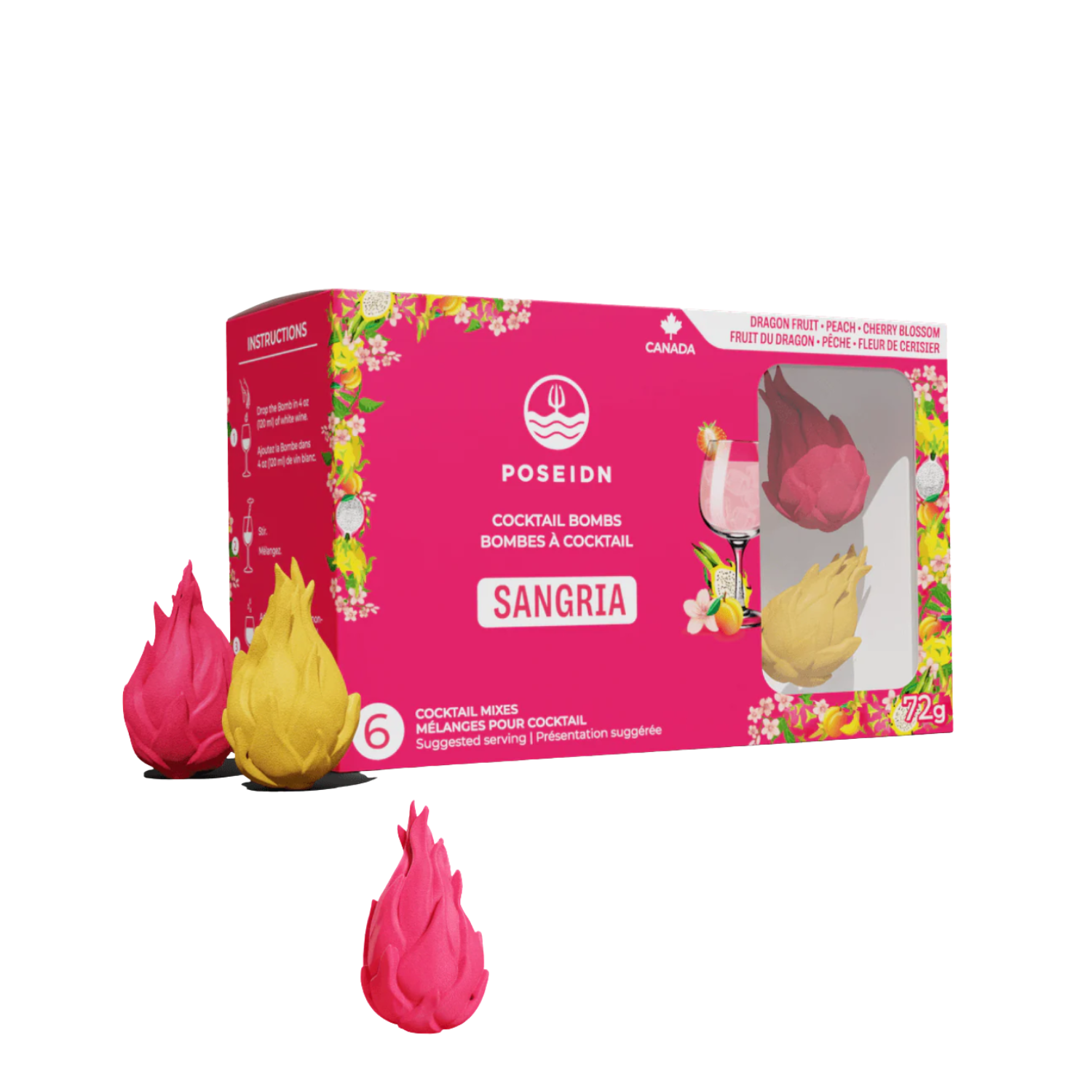 Bombes cocktail - Sangria fruit du dragon, pêche et fleur de cerisier