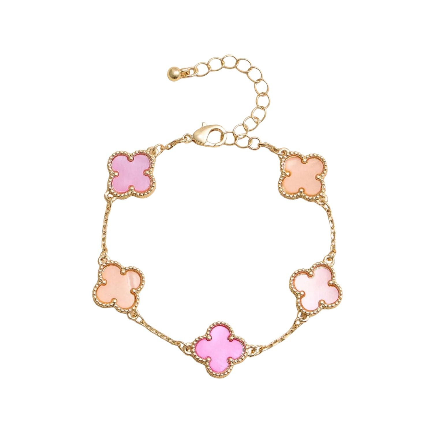 Bracelet  trèfle - Beige et rose