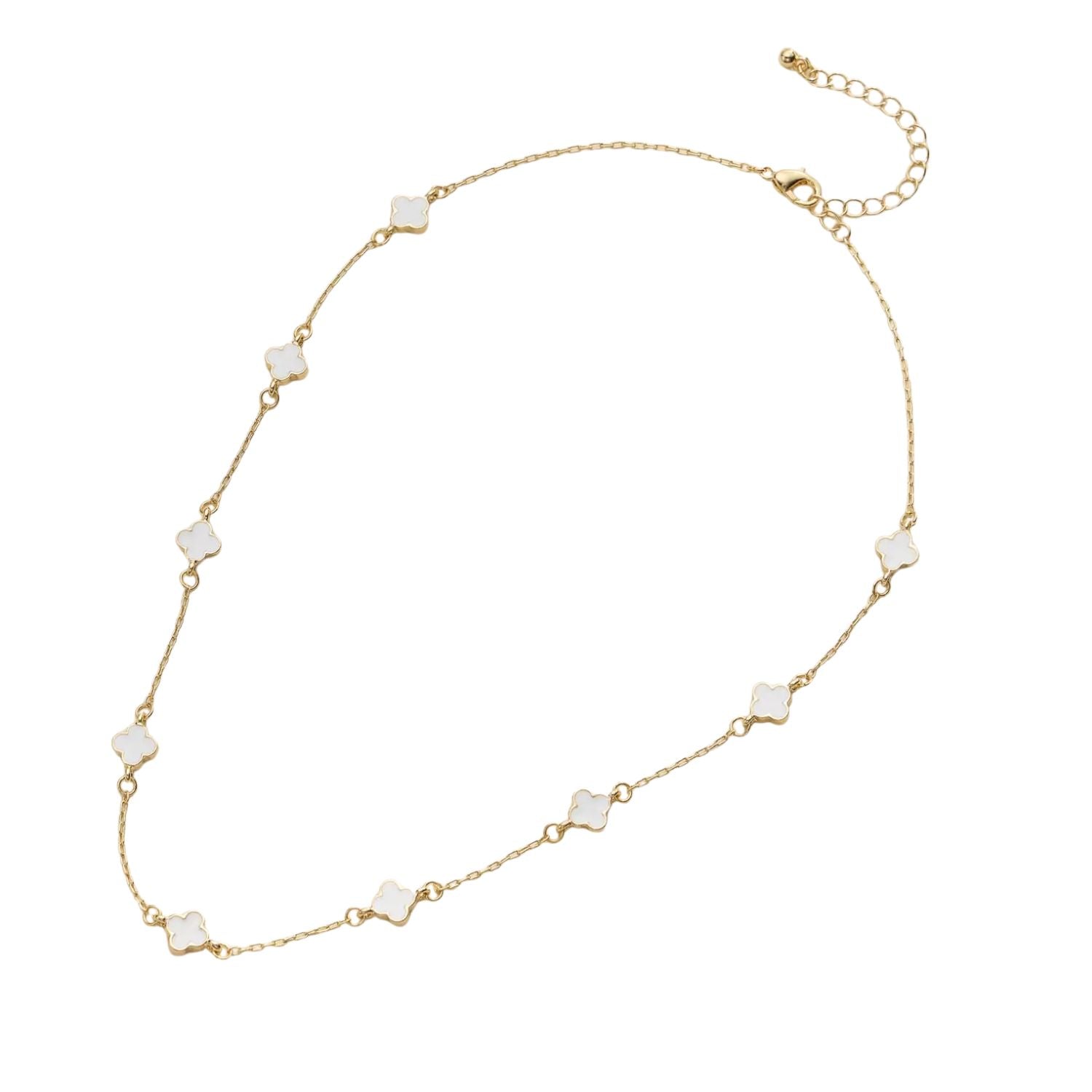 Collier Trèfle - émail Blanc