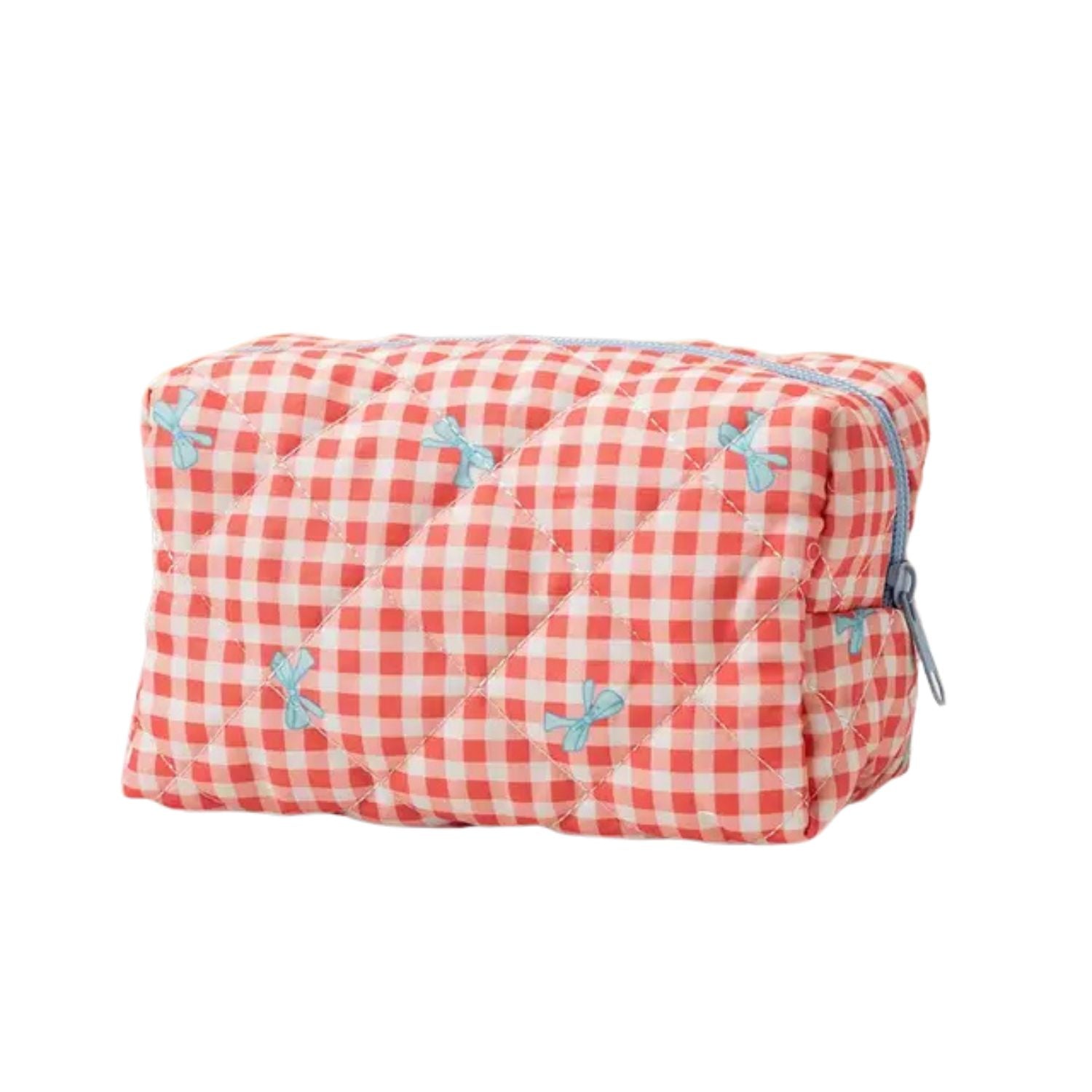 trousse voyage - Carreauté rouge boucle bleu