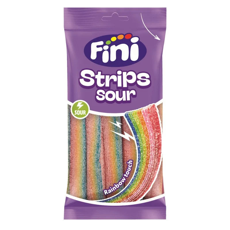 FINI – Strips Sour Rainbow — Lanières acidulées arc-en-ciel (90 g)