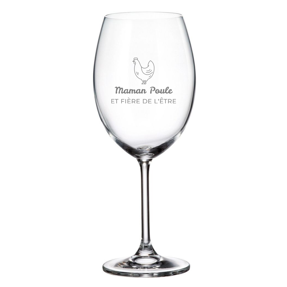 Verre à vin maman poule et fière de l'être