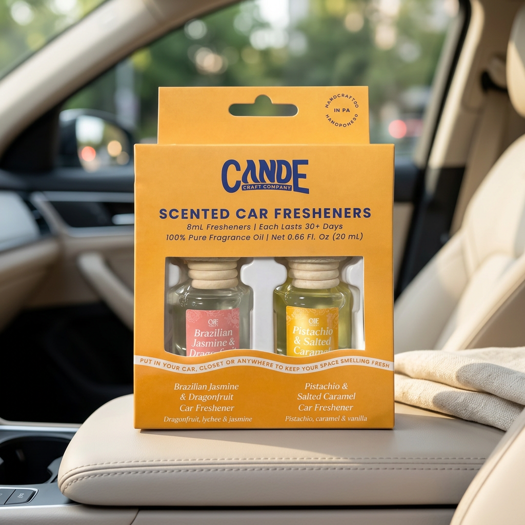 Duo de désodorisants voiture Jasmin brésilien et Pistache caramel salé – CE Craft Co
