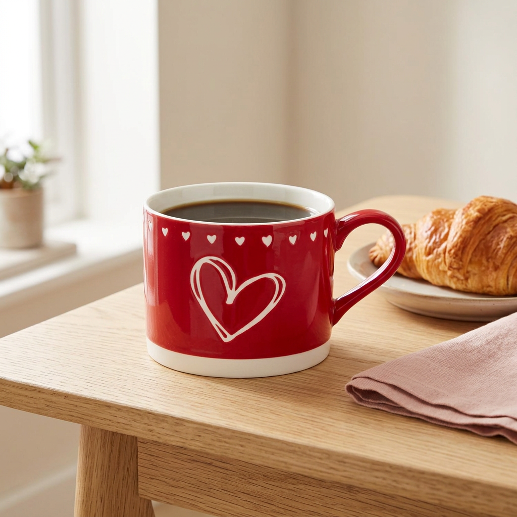 Tasse rouge à grand cœur blanc – Abbott