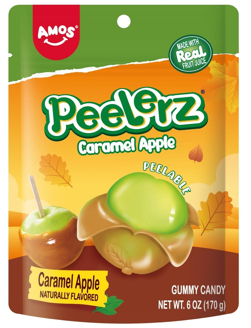Amos Halloween Peelerz Bonbons gélifiés pomme caramélisée 6 oz, 12 unités